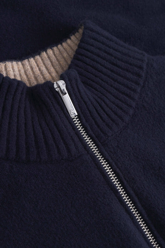Mock-Zip Knit Sweater / Navy