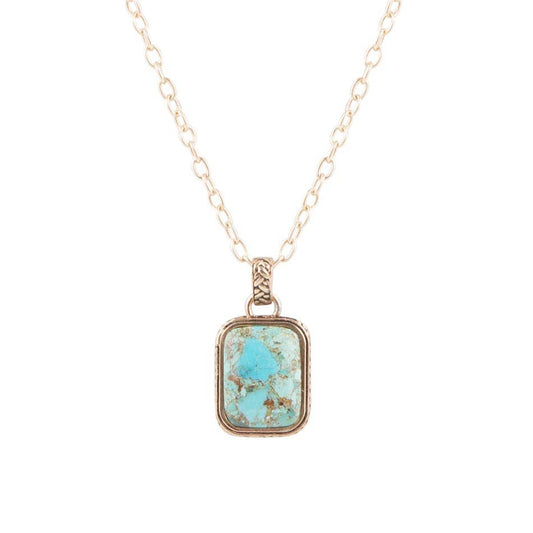 Credence Genuine Turquoise and Bronze Pendant Necklace