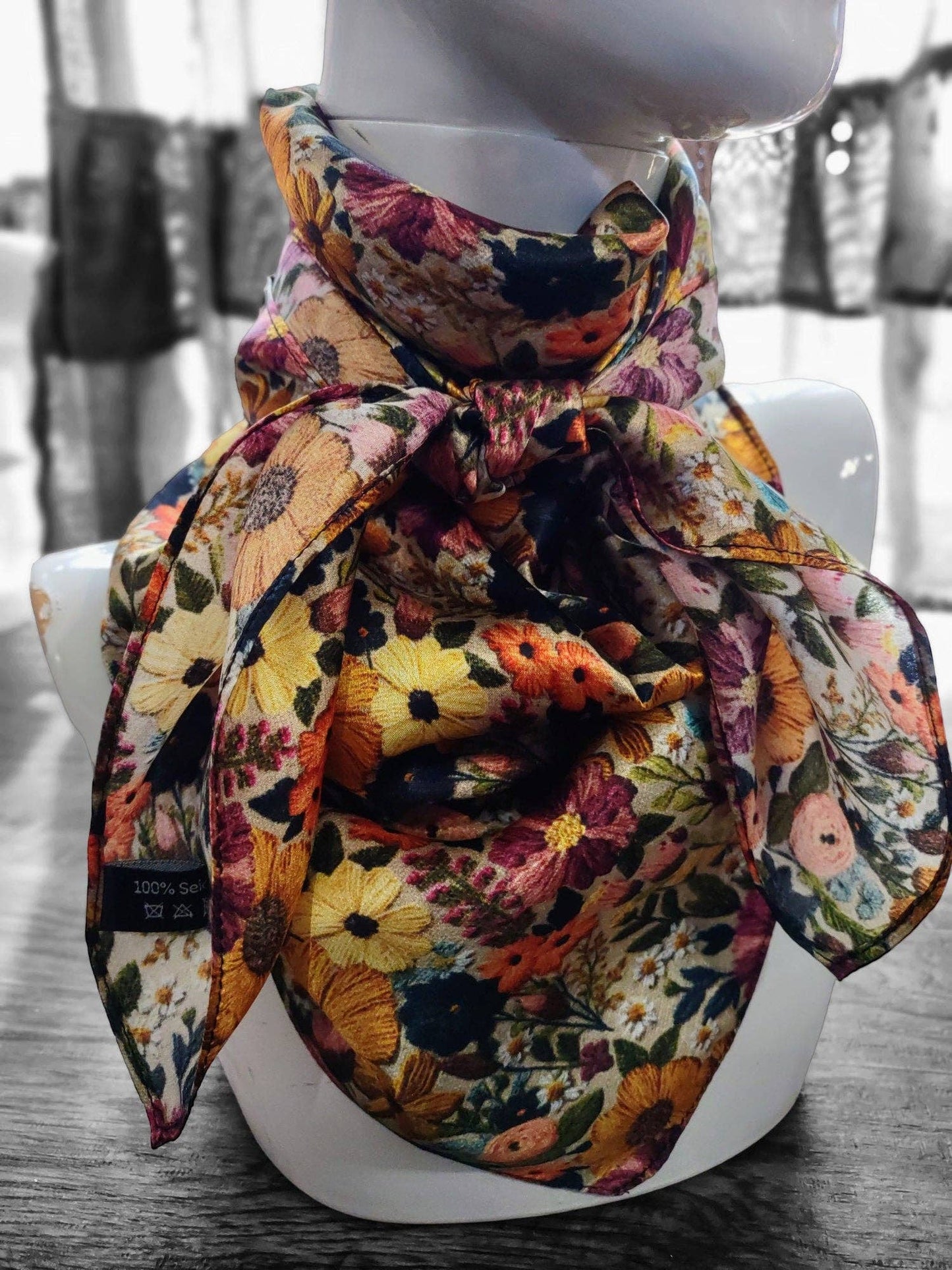 Ivory and Gold Bandanna in Silk