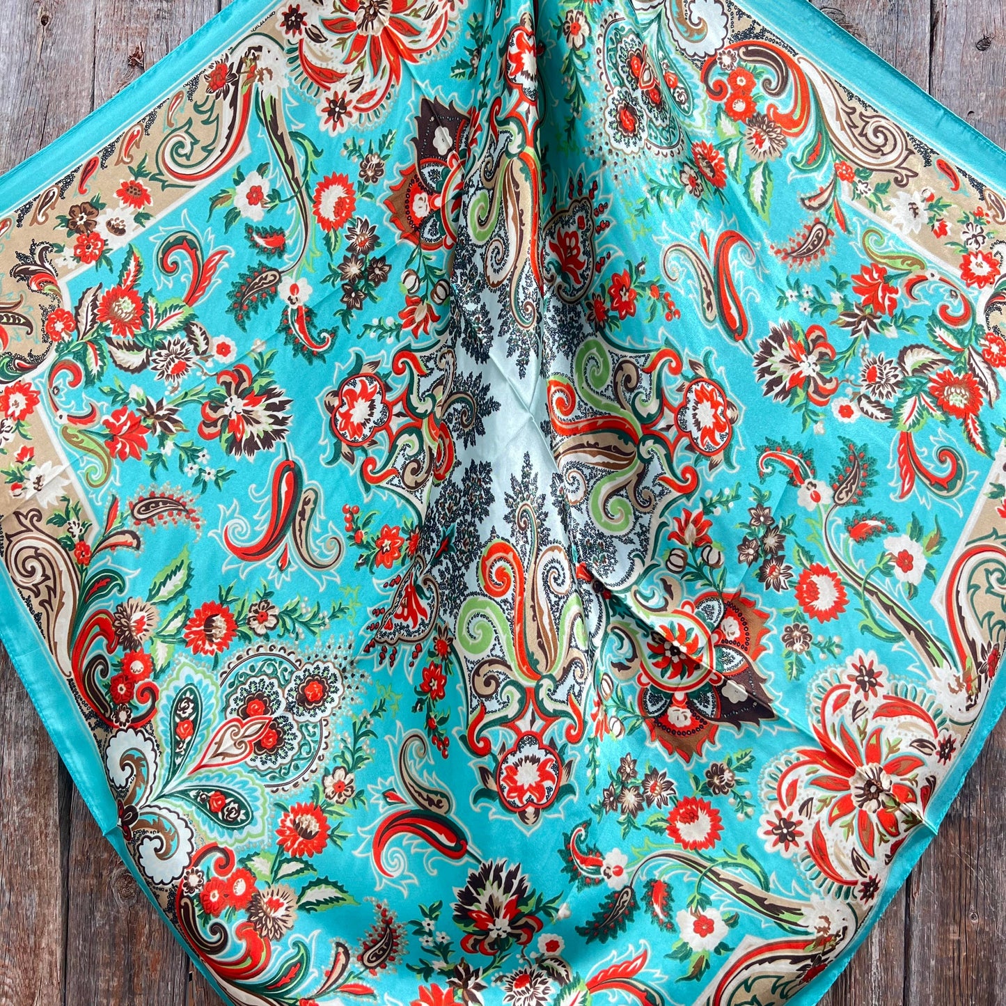 Turquoise paisley wild rag