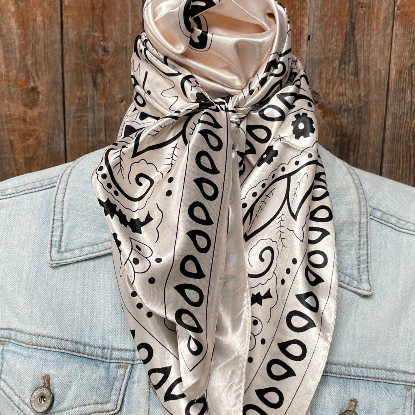 Cream & Black Paisley Wild Rag