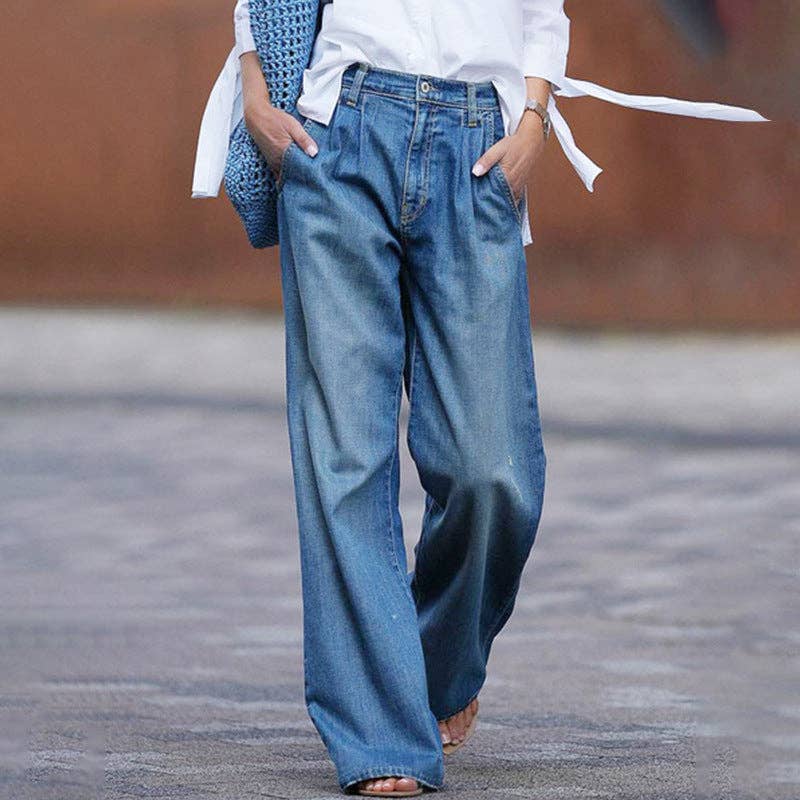 Loose Fitting wide leg Denim Trousers