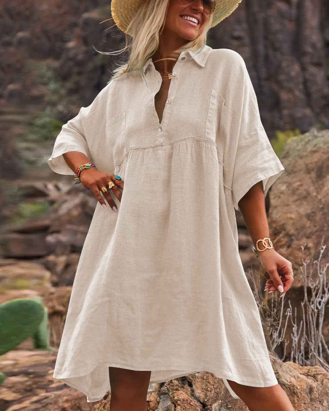 Polo Collar Resort Midi Dress