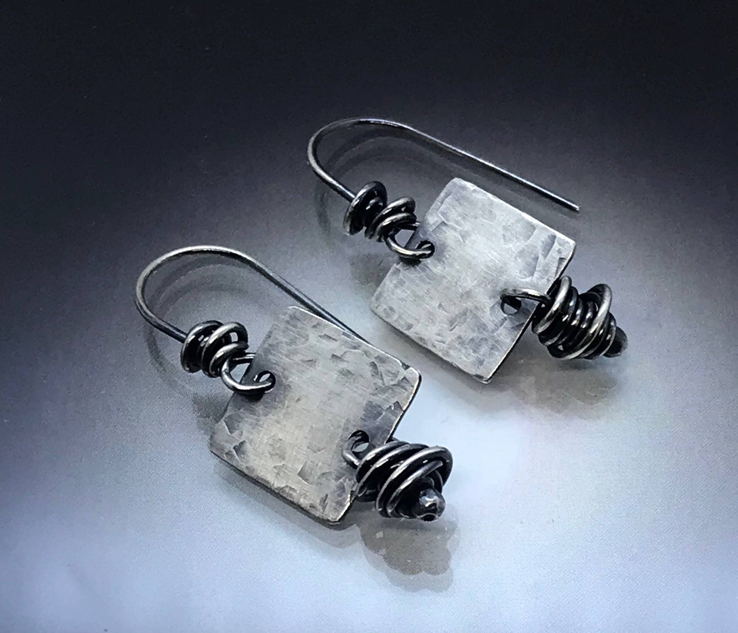 Square Drop Sterling Silver Earrings