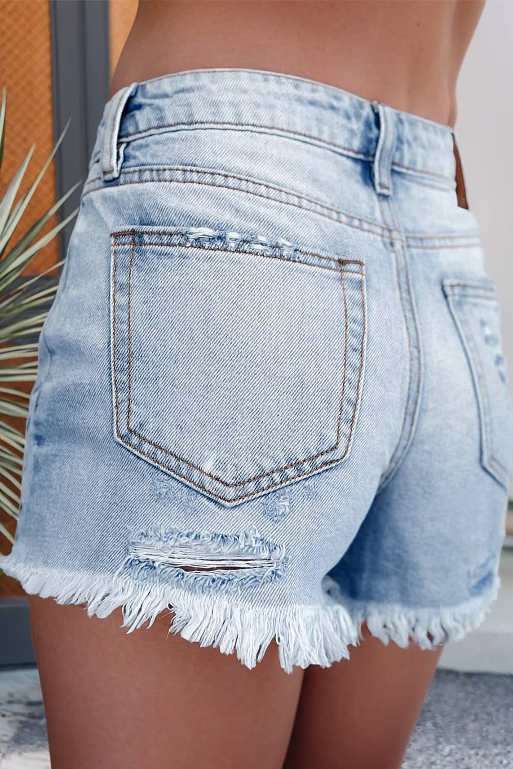Raw Hem High Waist Denim Shorts