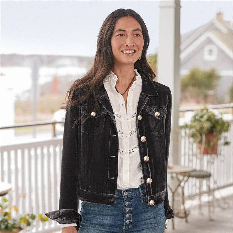 Black Velvet Jacket With Lapel