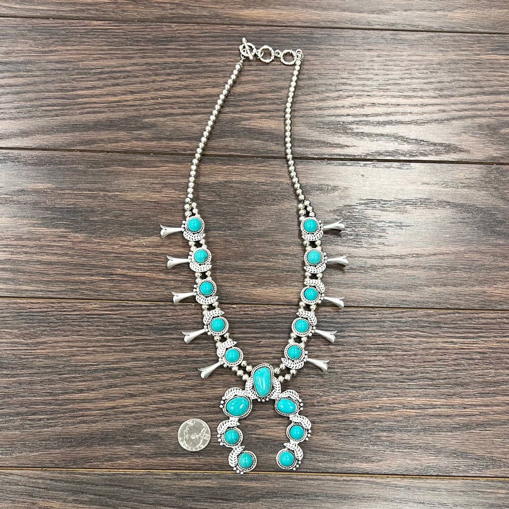 Squash Blossom Turquoise Necklace
