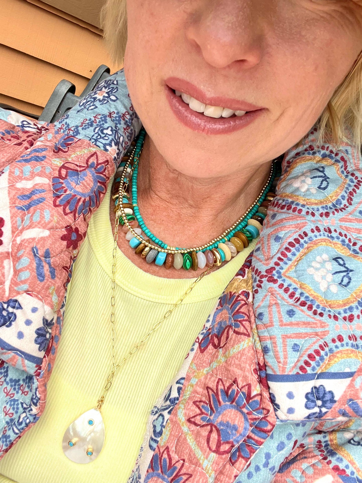 Wooden Gemstone Mix Necklace