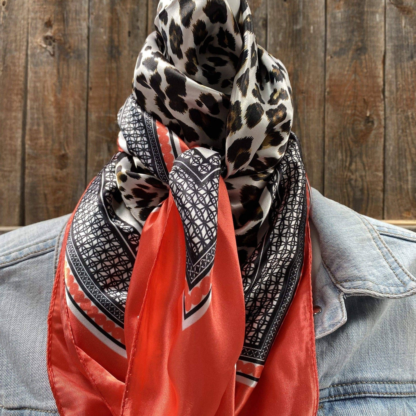 Coral Leopard Print Wild Rag