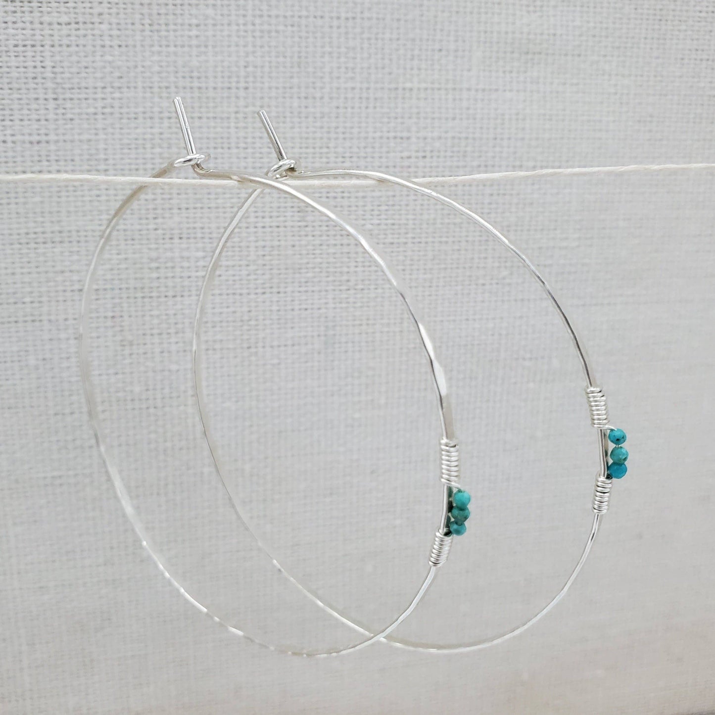 Sterling Silver Turquoise Hoop Earrings