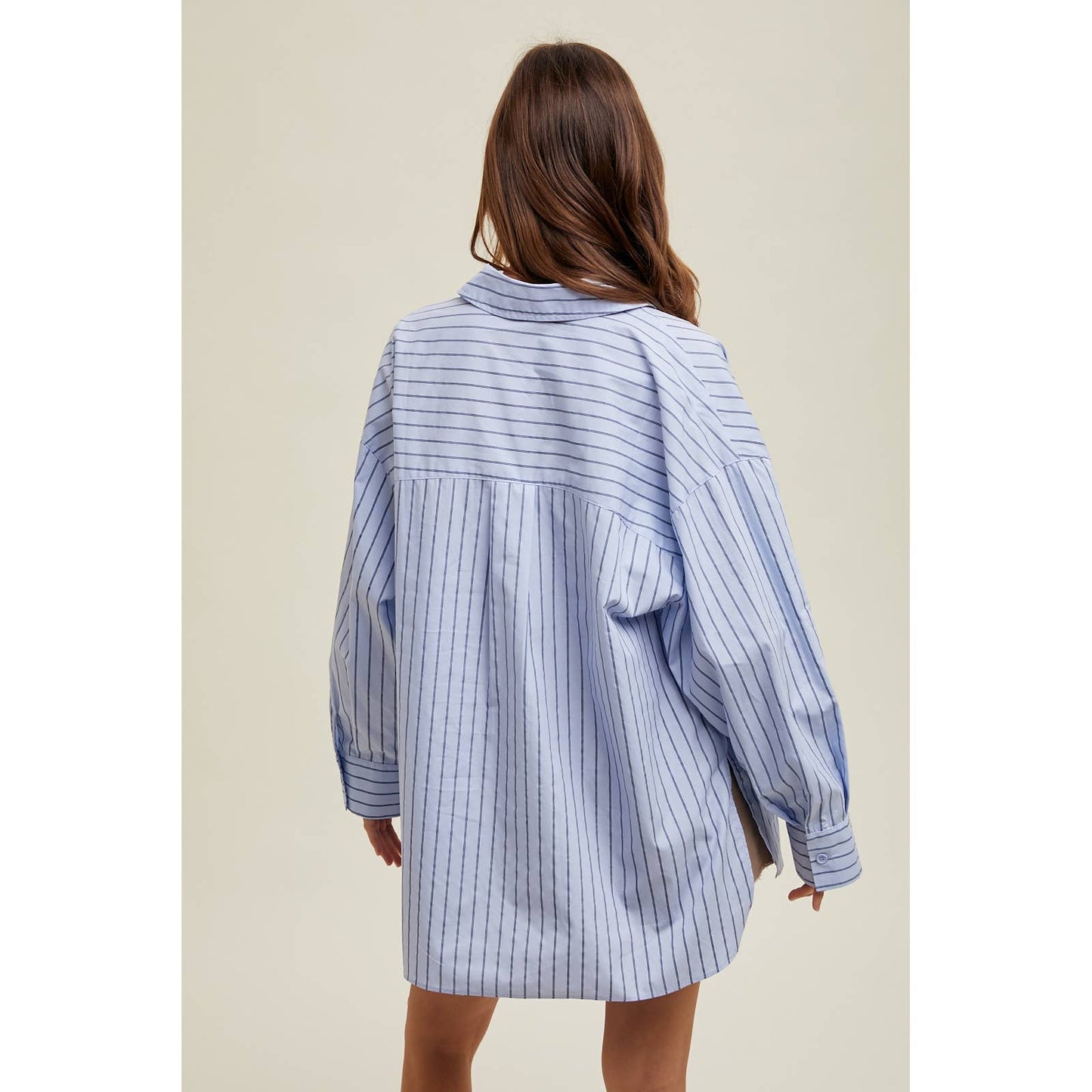 Oversized blue pin striped shirt