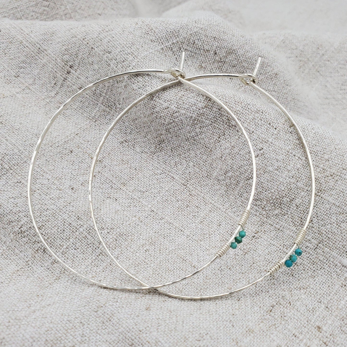 Sterling Silver Turquoise Hoop Earrings