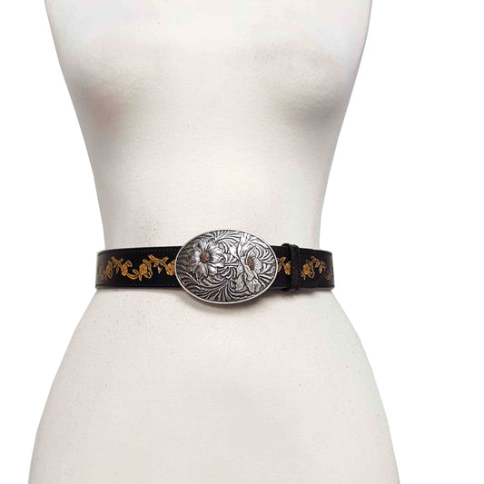 Sunflower Buckle With Vintage Floral Belt