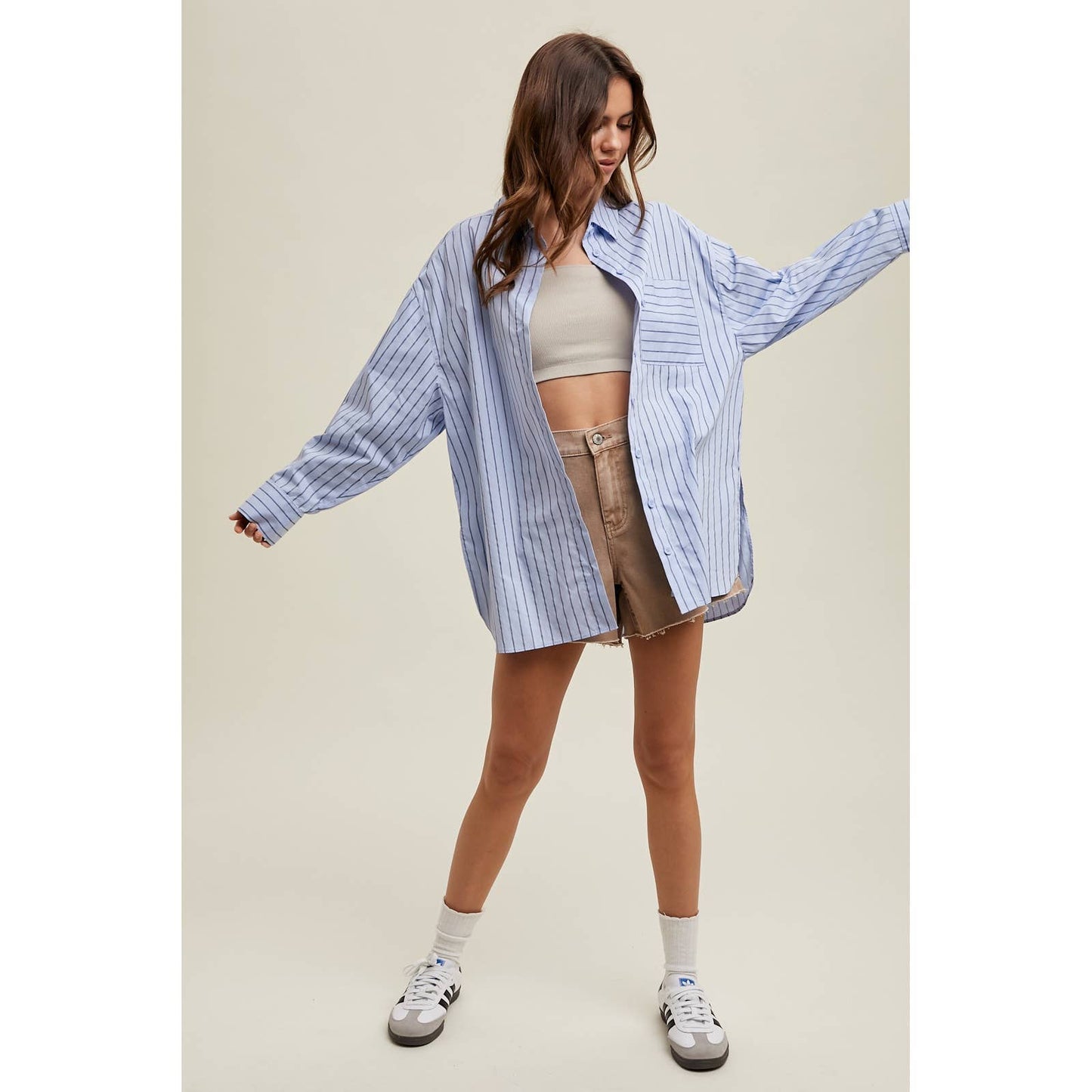 Boyfriend Striped Button-Up Shirt