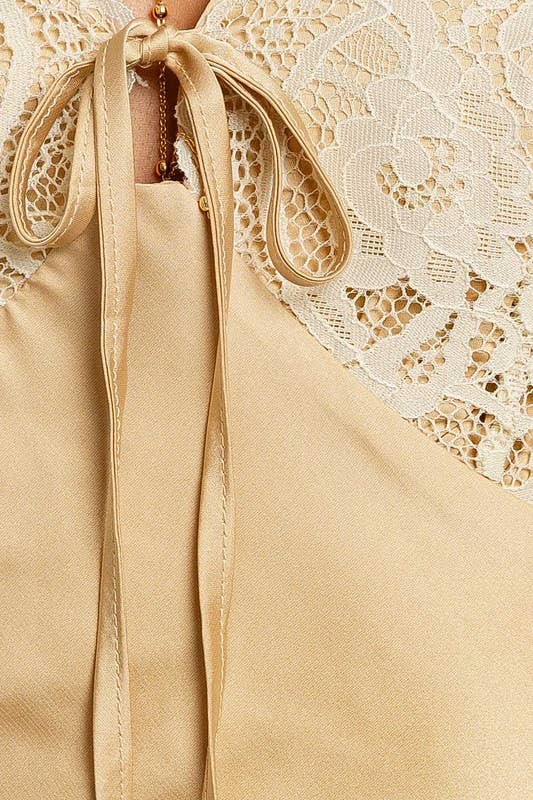 Lace Satin Midi Dress