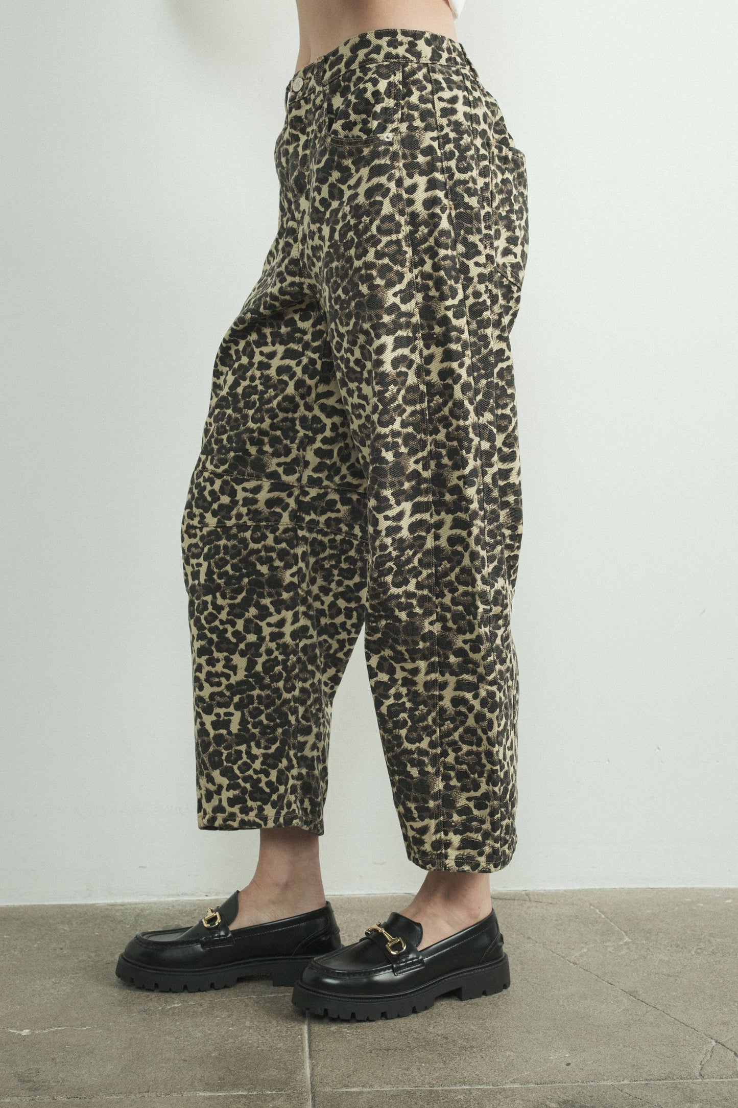 Animal Print Barrel Jeans