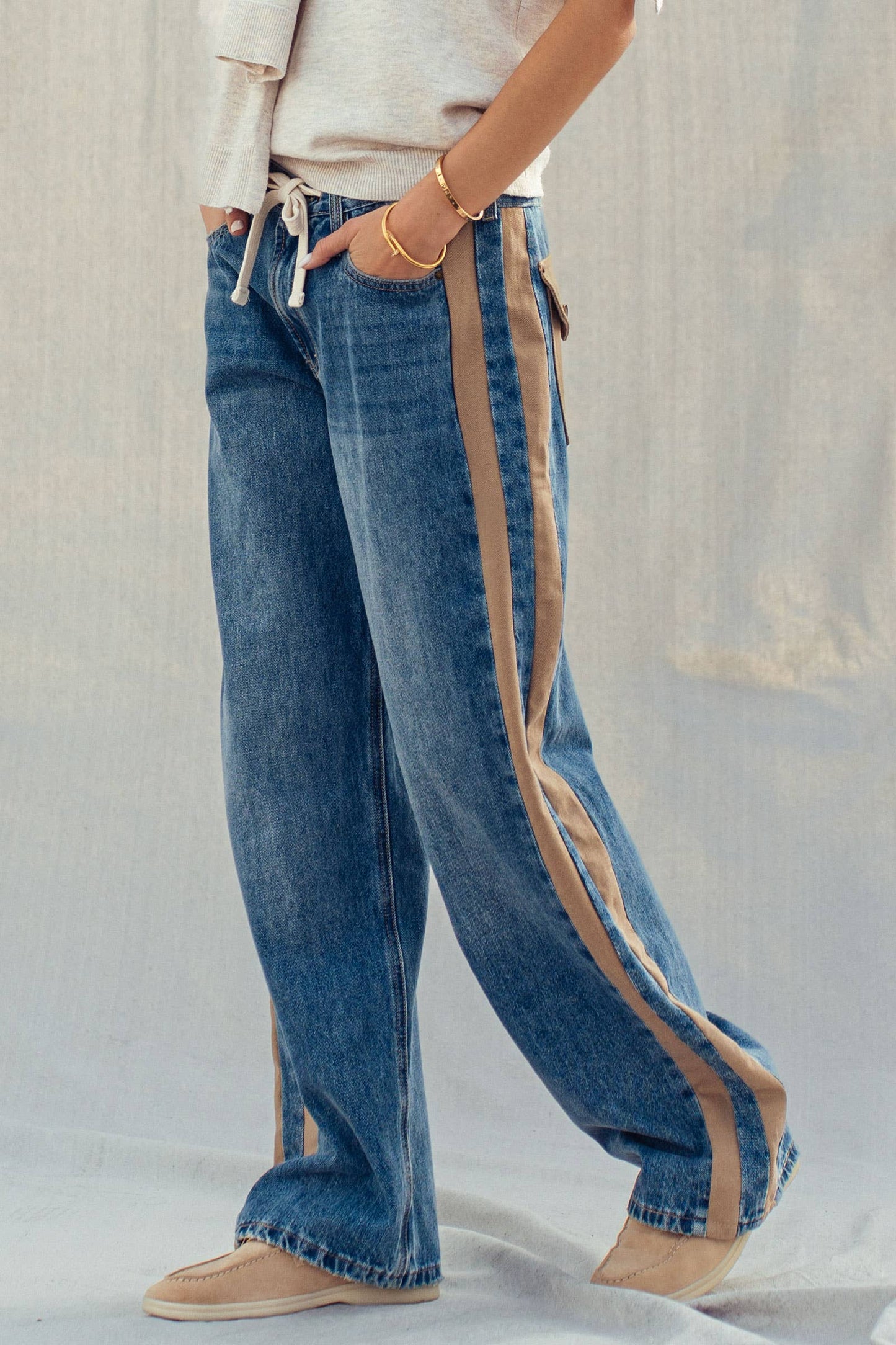 Utility Stripe Denim Jeans