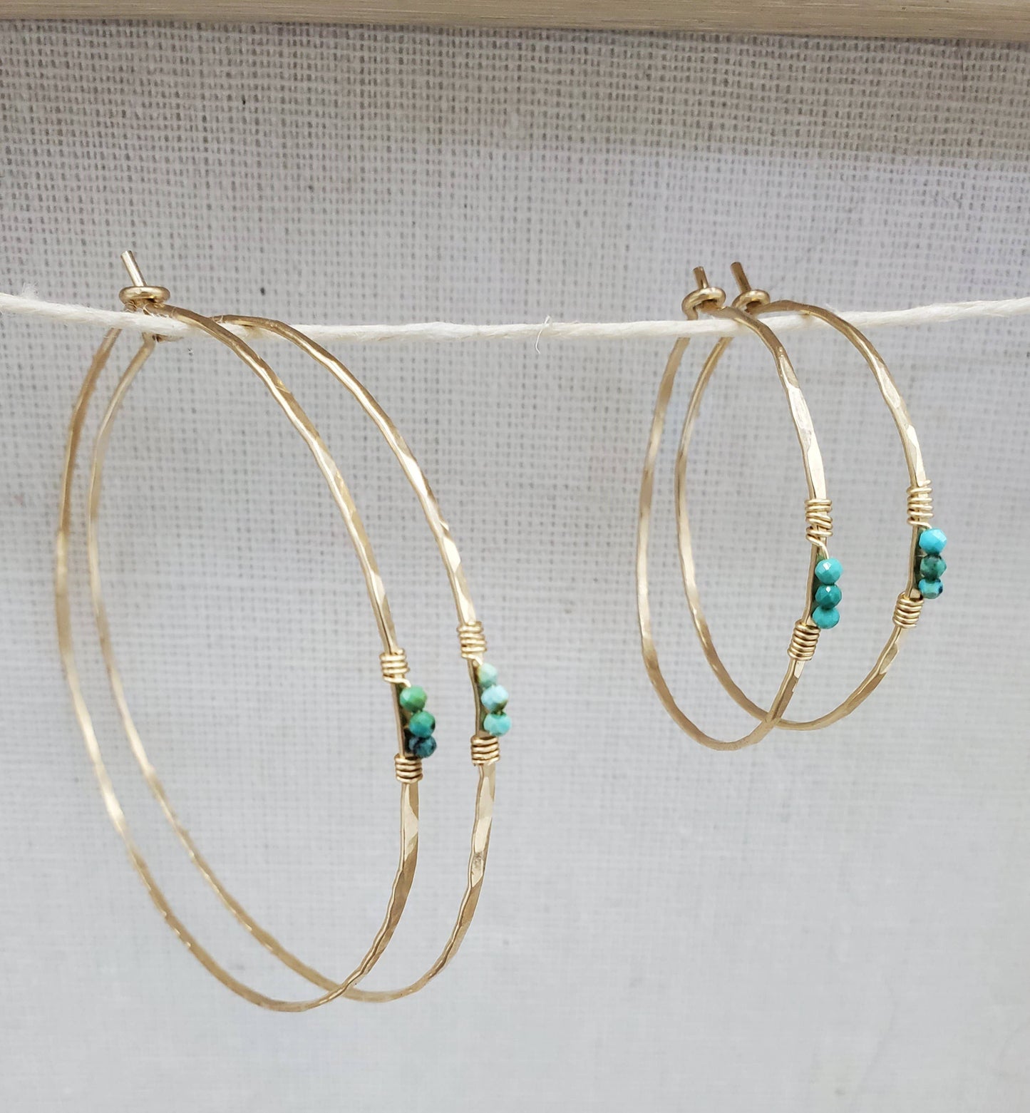 14k Gold Fill Turquoise Hoop Earrings
