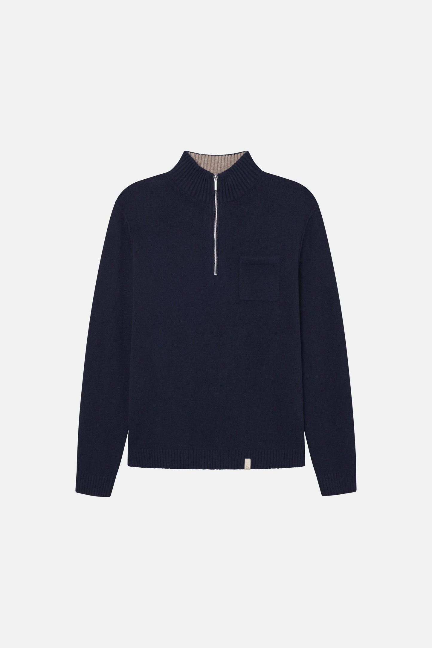 Mock-Zip Knit Sweater / Navy