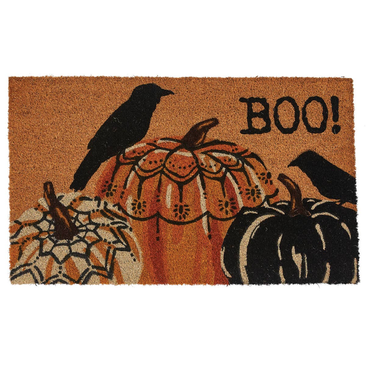 Two Crows And Pumpkins Doormat