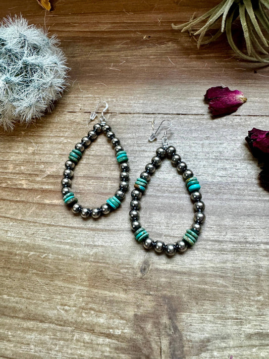 turquoise 6 mm Sterling silver teardrop earrings