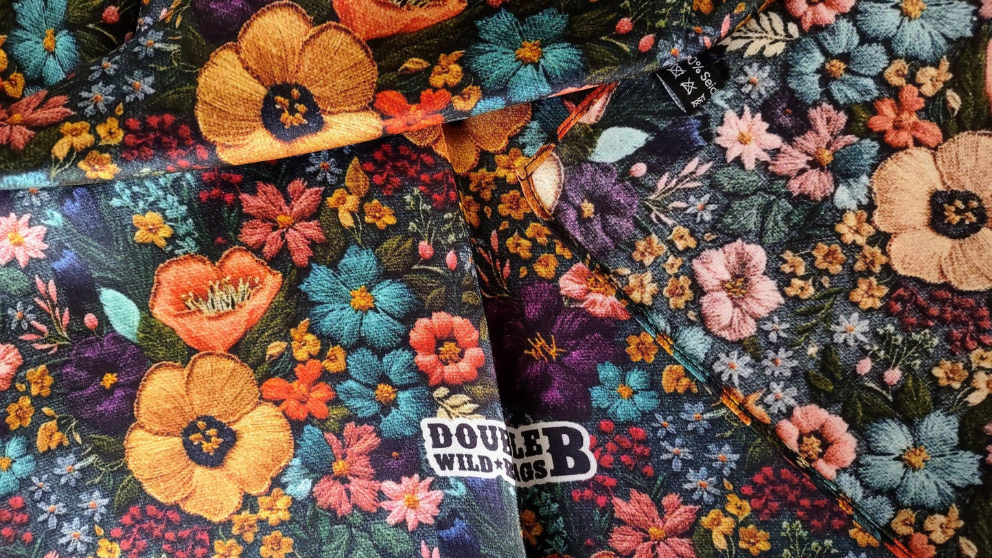 Dark Blue Green and Gold print Western Neck Scarf Bandanna