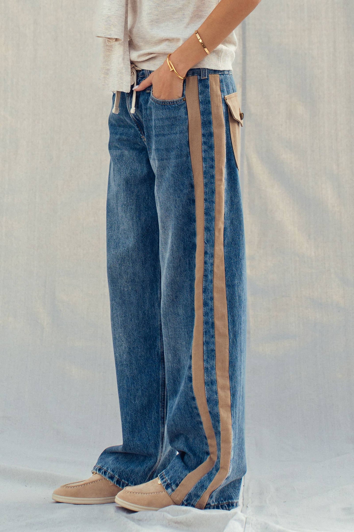 Utility Stripe Denim Jeans