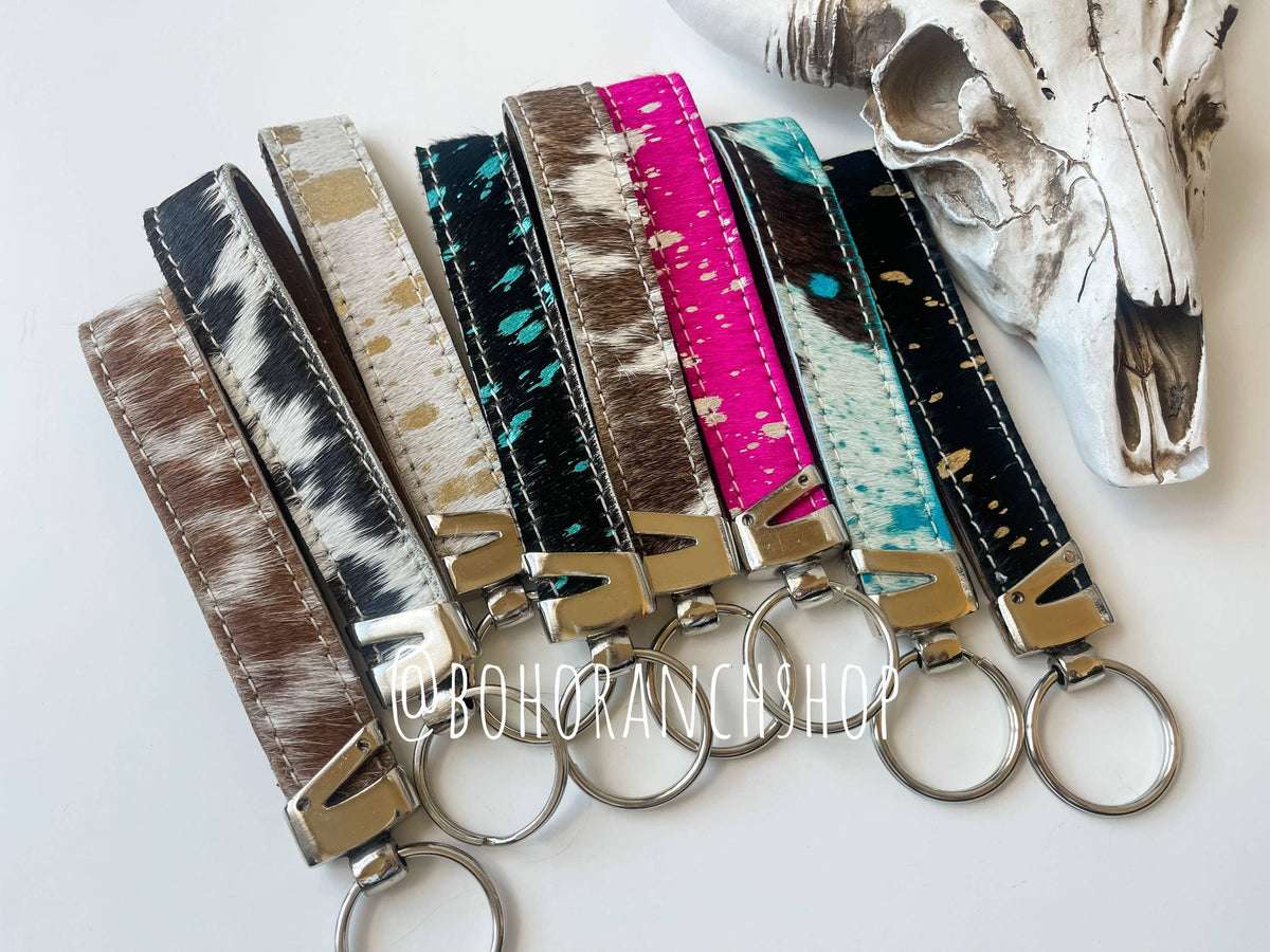Tan and white key chain