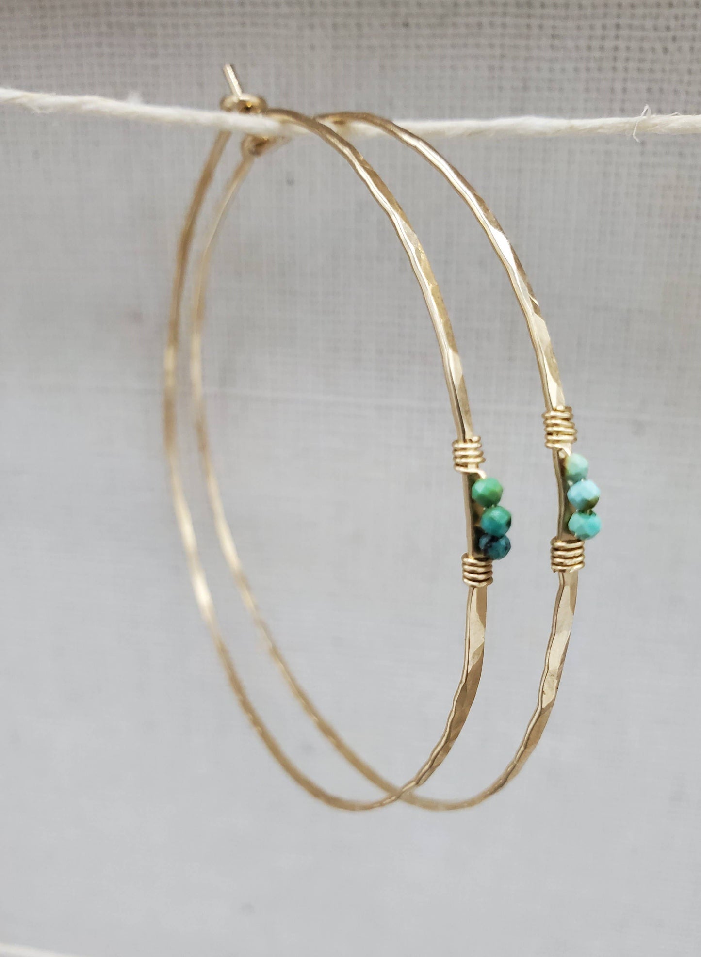 14k Gold Fill Turquoise Hoop Earrings
