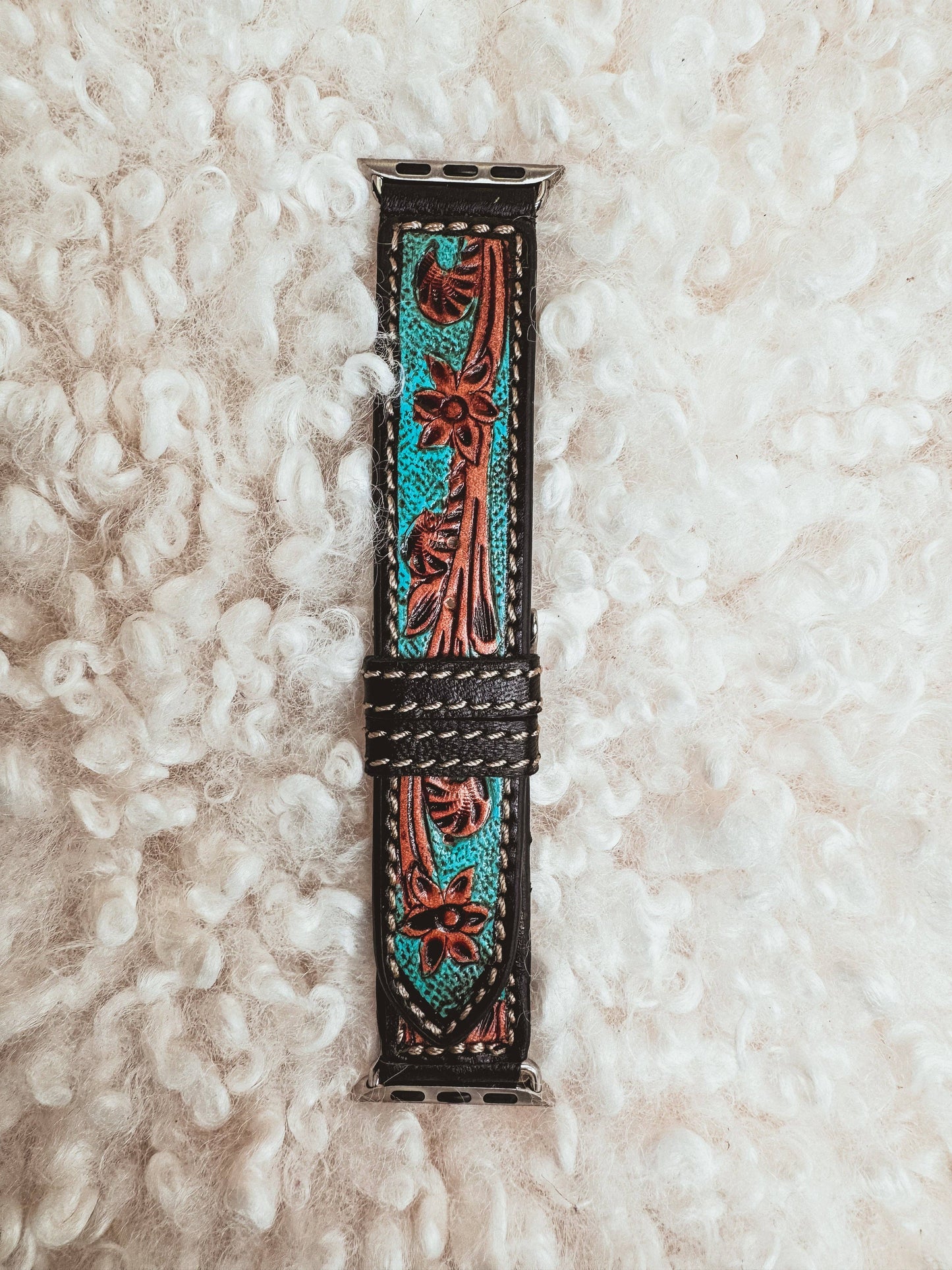 Tooled Leather Apple Watch Band Fits 38/40/41mm