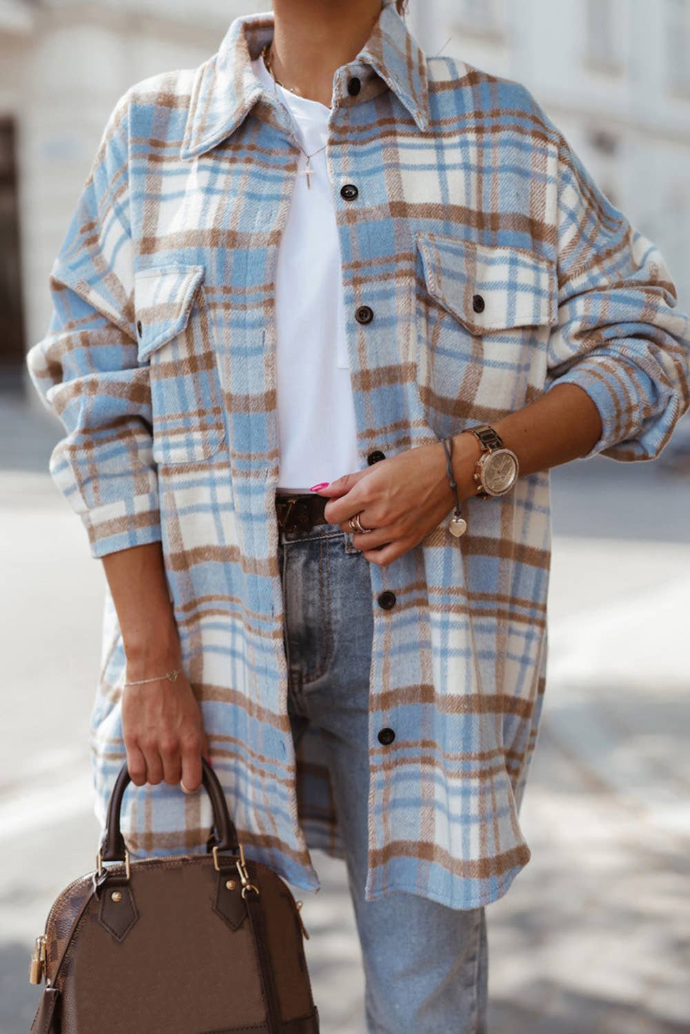 Plaid Flap Pocket Shacket