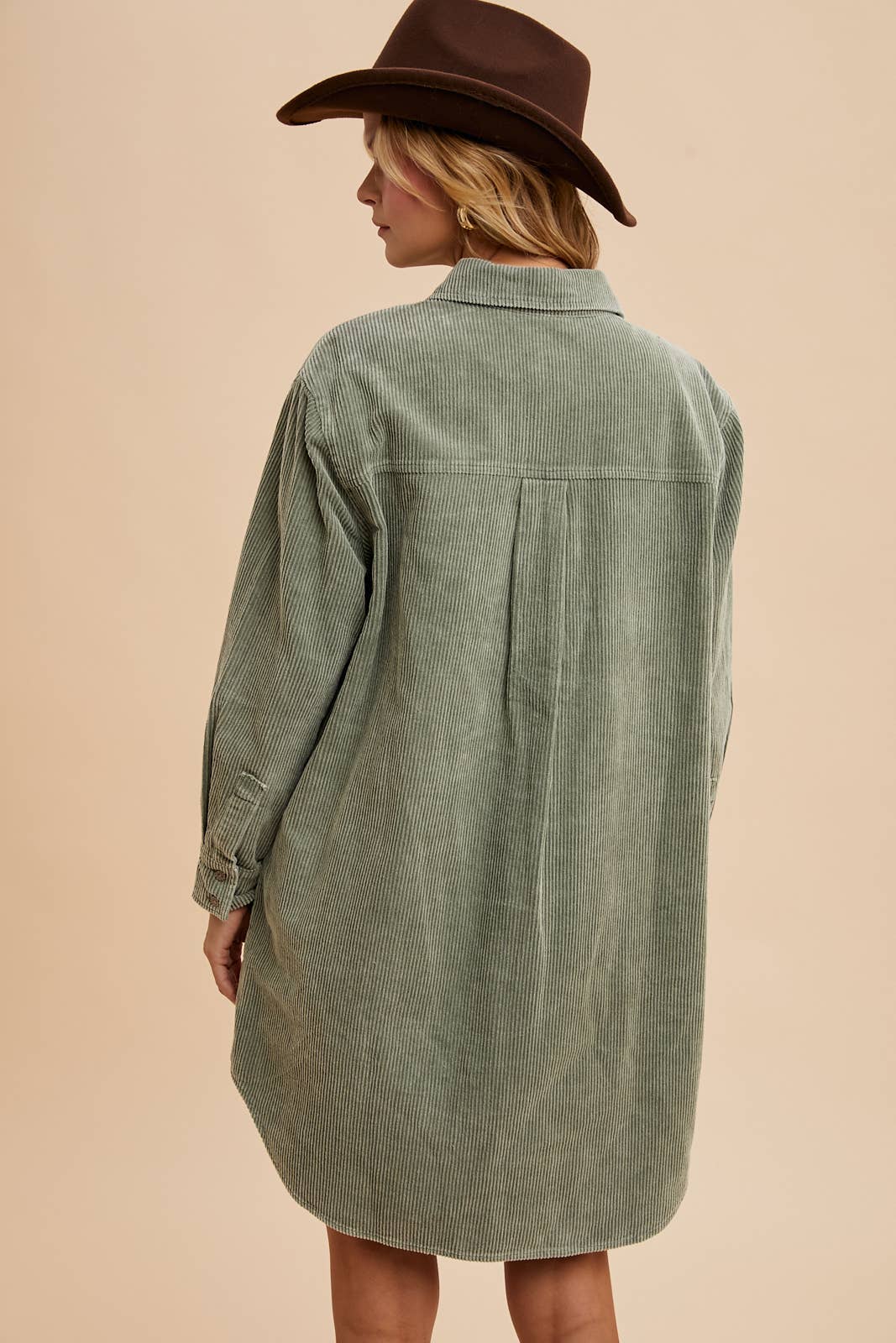 WASHED CORDUROY DUSTER: Black / L