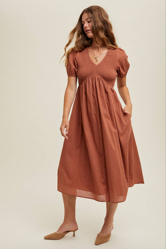 Puff Sleeve Midi-dress