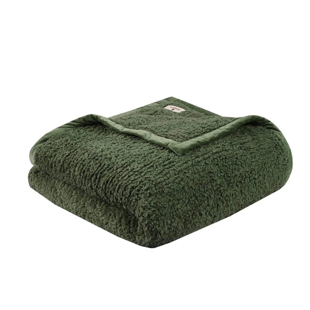 Winter Cottage Berber Blanket, Green: Twin