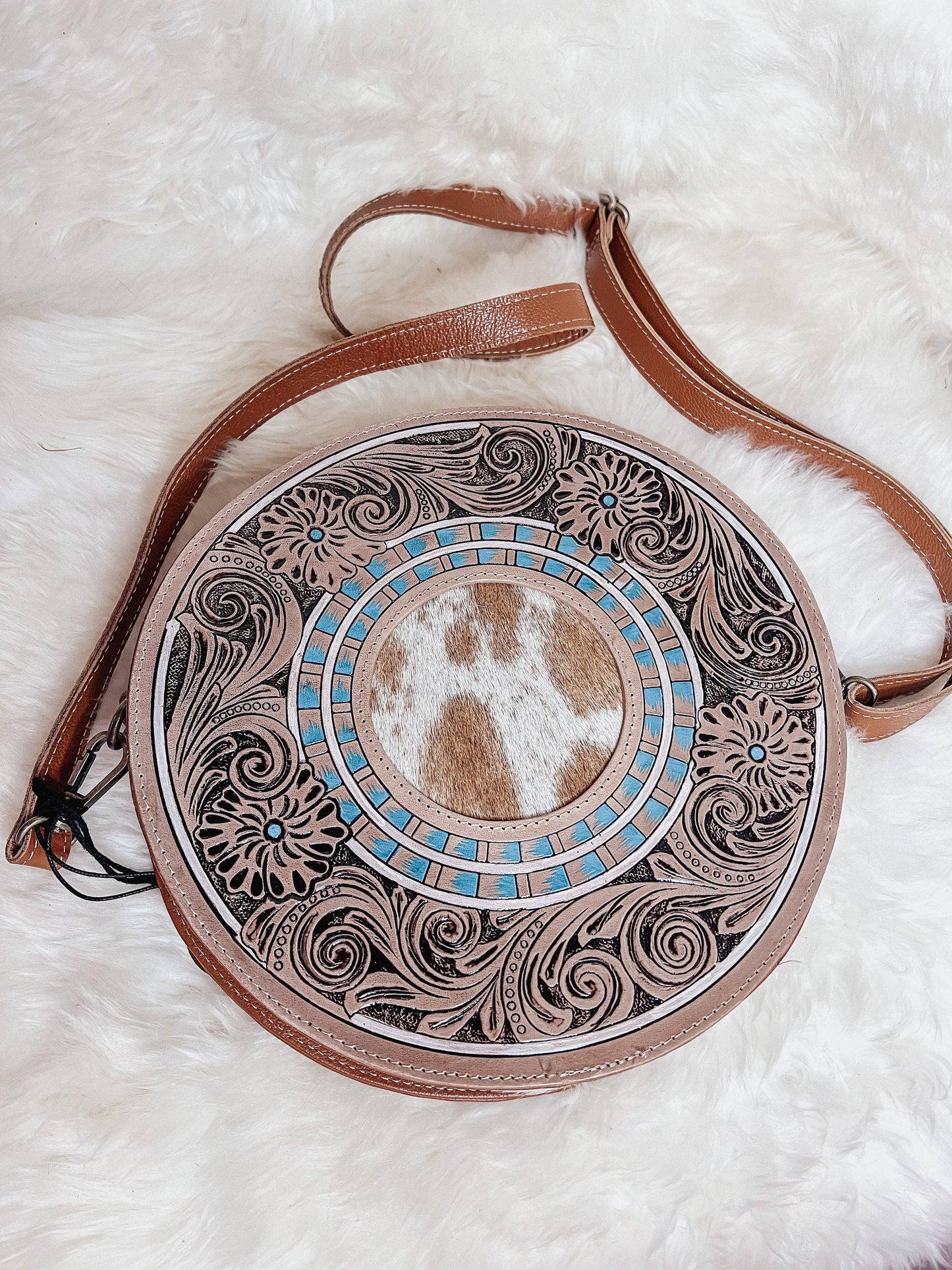 Cowhide Round Crossbody