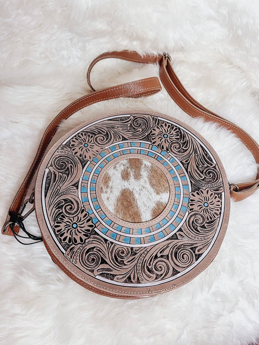 Cowhide Round Crossbody