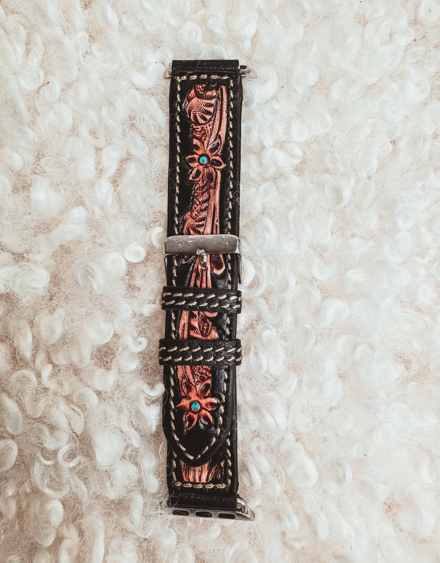 Tooled Leather Apple Watch Band Fits 38/40/41mm