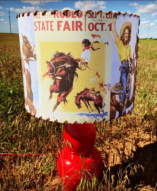 Vintage Cowgirl Lampshade - 11 inch