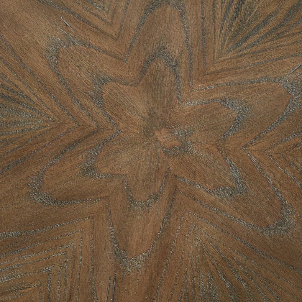 Hand Carved Base Reclaimed Round Accent Table, Black