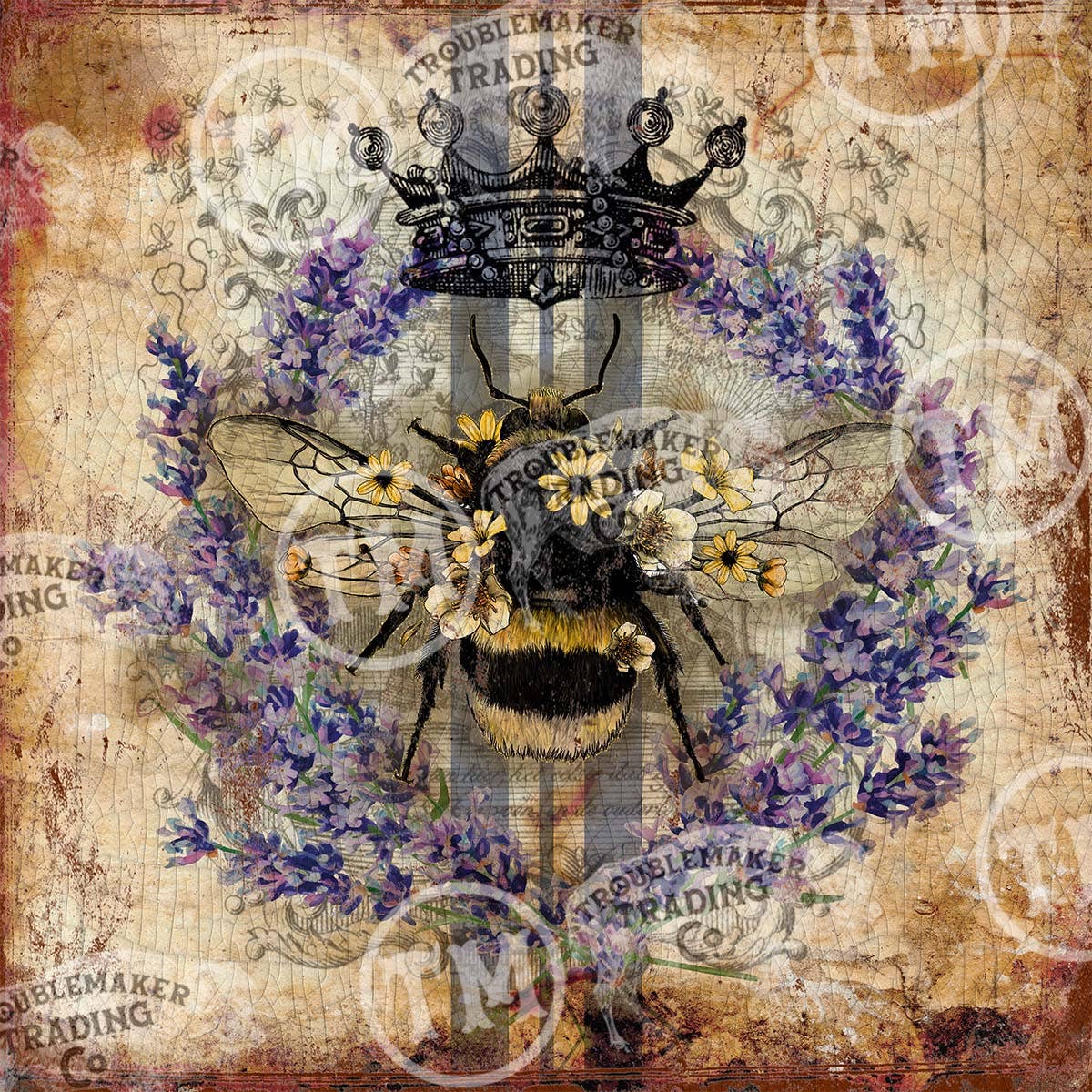 Lavender Queen Bee - Square Artwork: Large - 24"