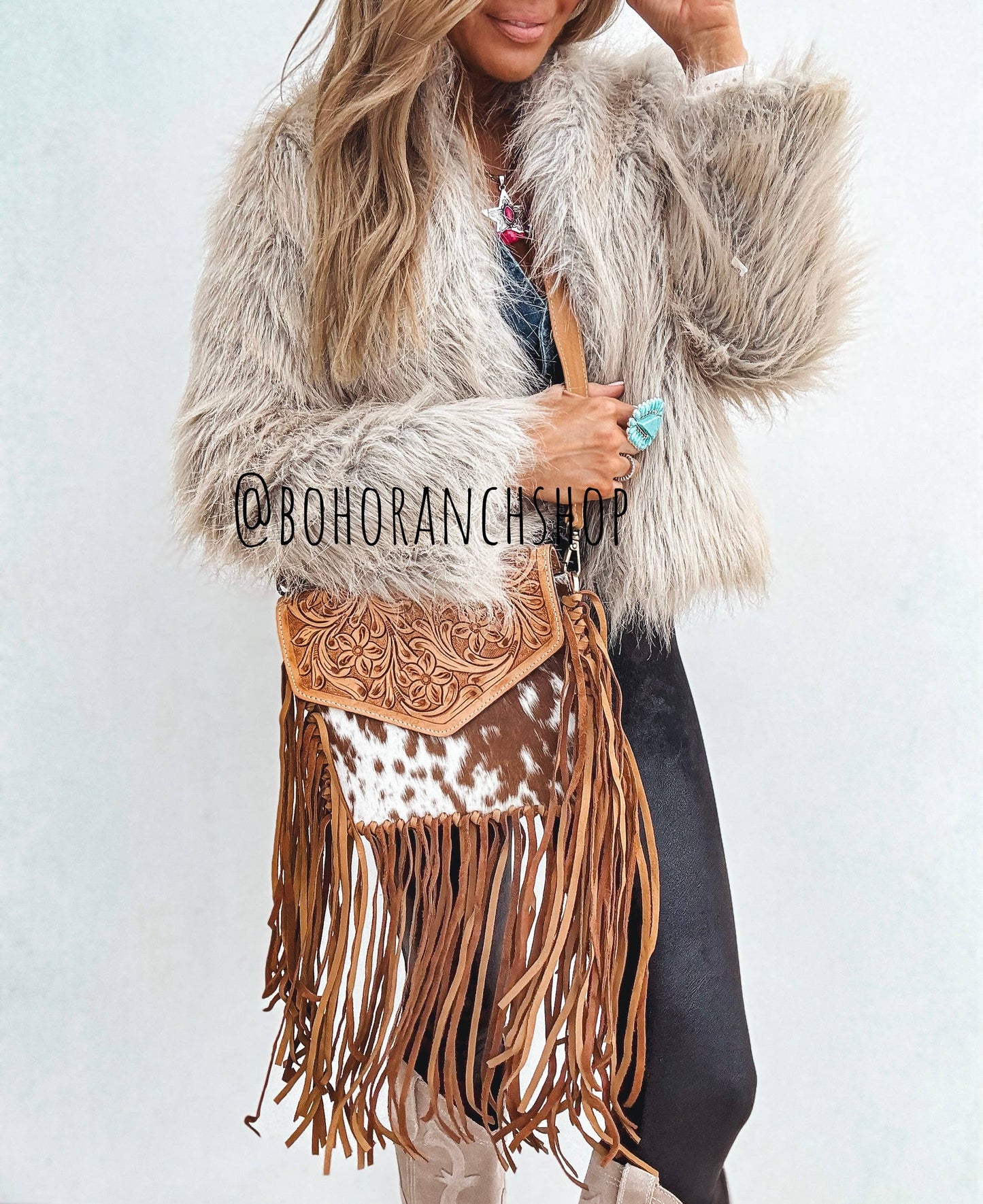 Cowhide crossbody