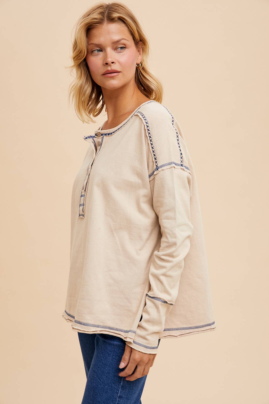 Cotton Garment Washed Henley