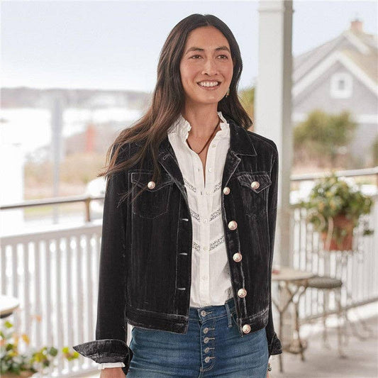 Black Velvet Jacket With Lapel