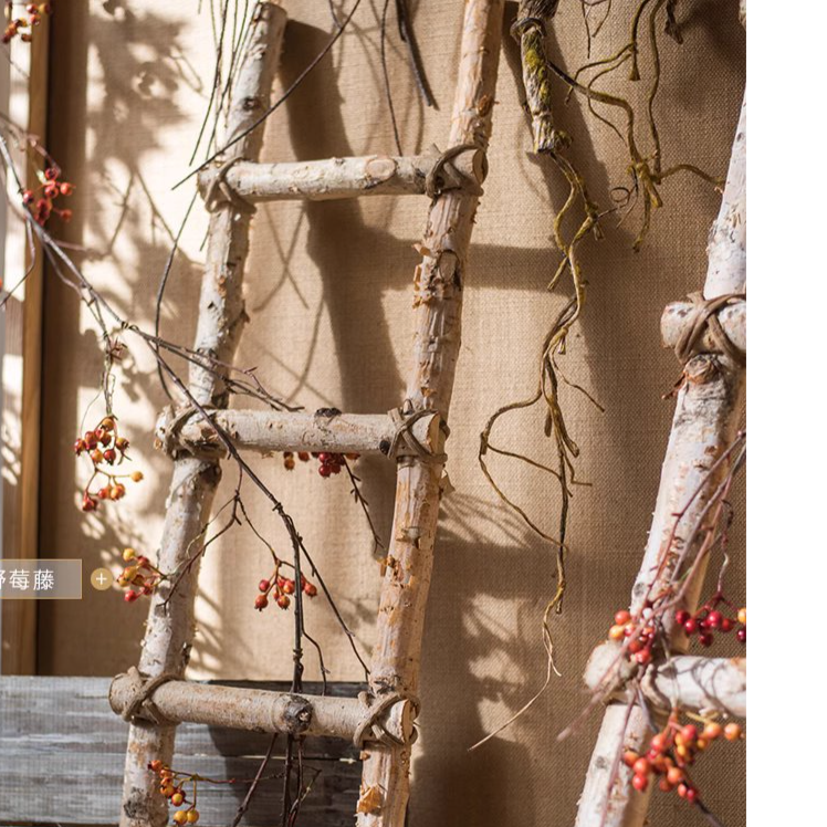 White Birch Wood Decorative Ladder: Large