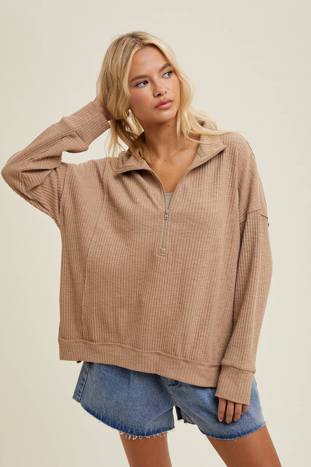 HALF-ZIP KNIT PULLOVER