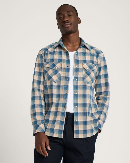Pendleton Wyatt Shirt Tan/Blue Plaid