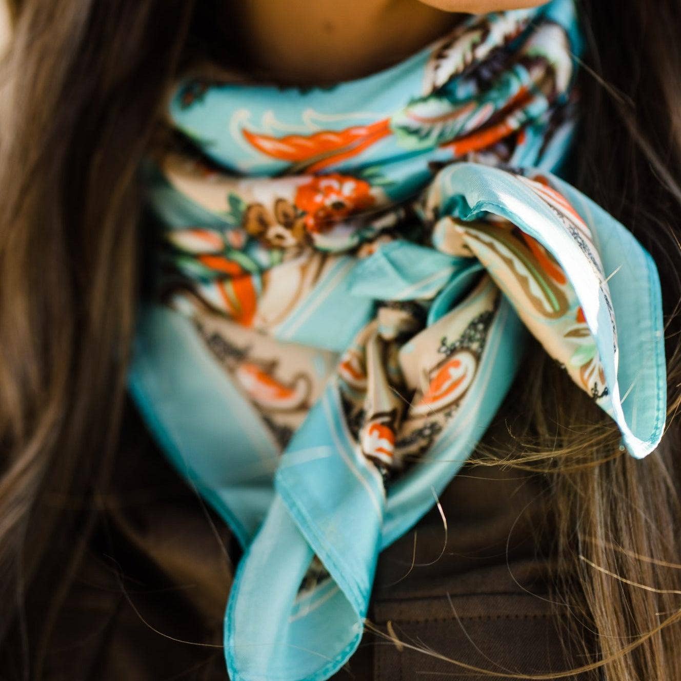 Turquoise paisley wild rag