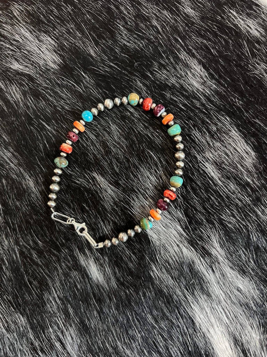 Confetti Spiny Oyster/Turquoise Bracelet 