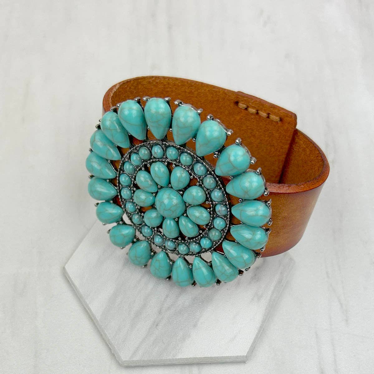 Turquoise stone concho bracelet