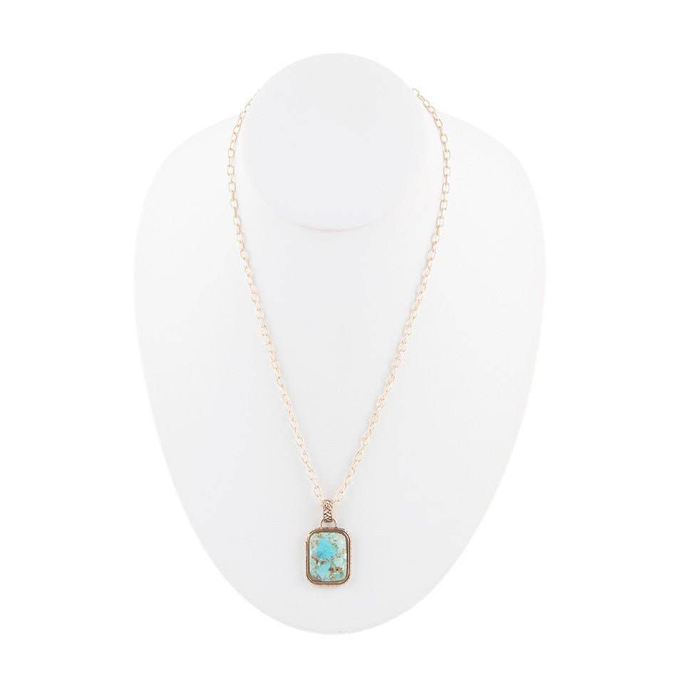 Credence Genuine Turquoise and Bronze Pendant Necklace
